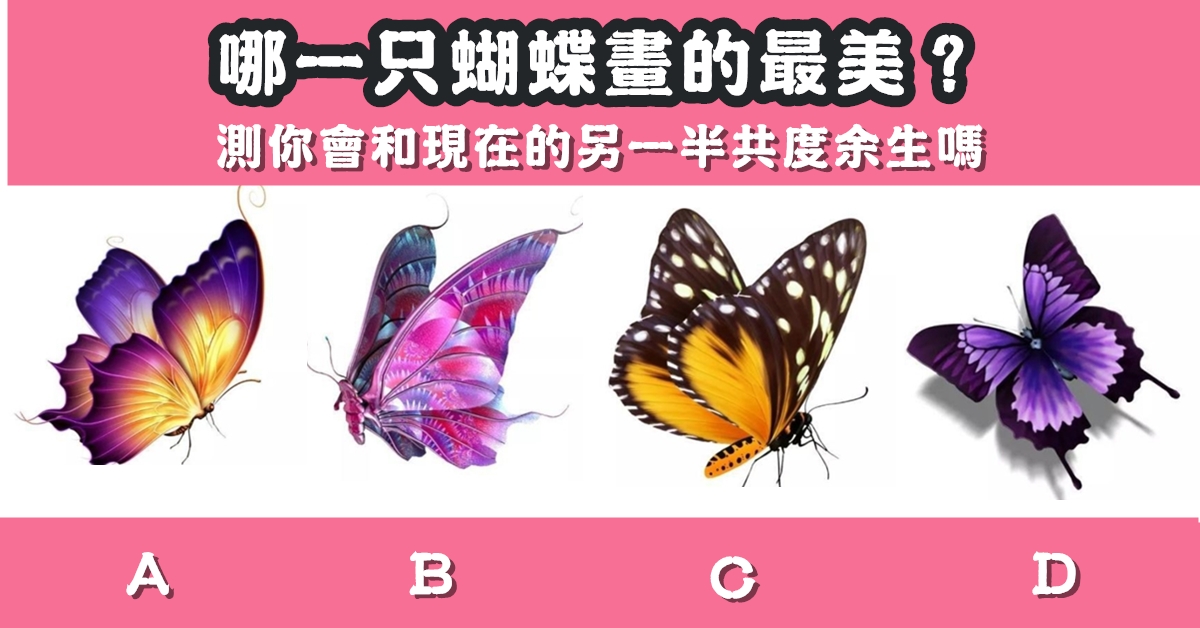 蝴蝶畫，最美麗，現在另一半，共度餘生，心理測驗，星座寶寶