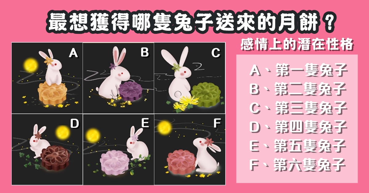 中秋節，兔子，月餅，感情上，潛在性格，心理測驗，星座寶寶