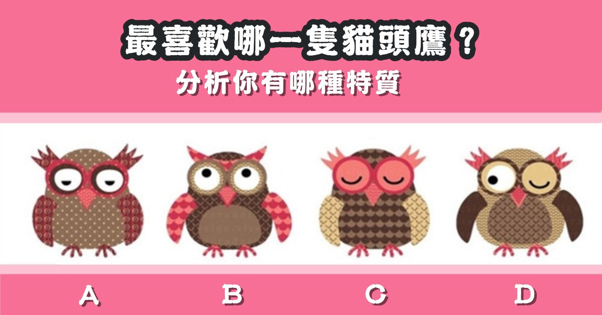 最喜歡，貓頭鷹，分析，哪種特質，性格，心理測驗，星座寶寶